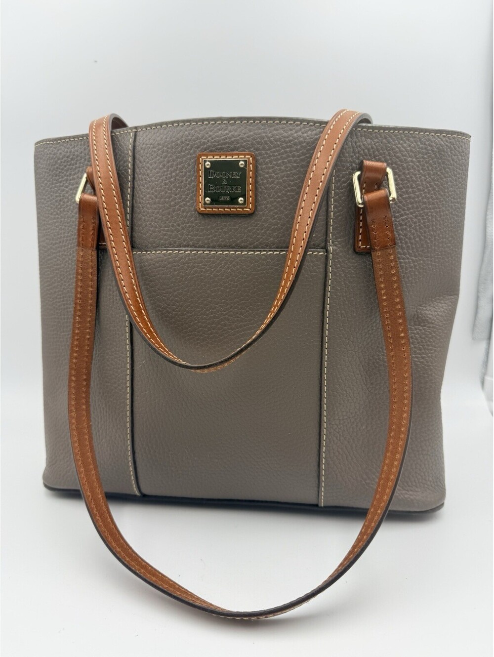 Dooney & Bourke Lexington Elephant Gray Pebble Grain Leather Satchel Bag